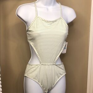 Splendid Mint and White Striped One-Piece Swimsuit